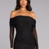 Sandy Off-The-Shoulder Mesh Formal Dress