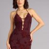 Erin Flocked Velvet Lace-Up Mermaid Formal Dress