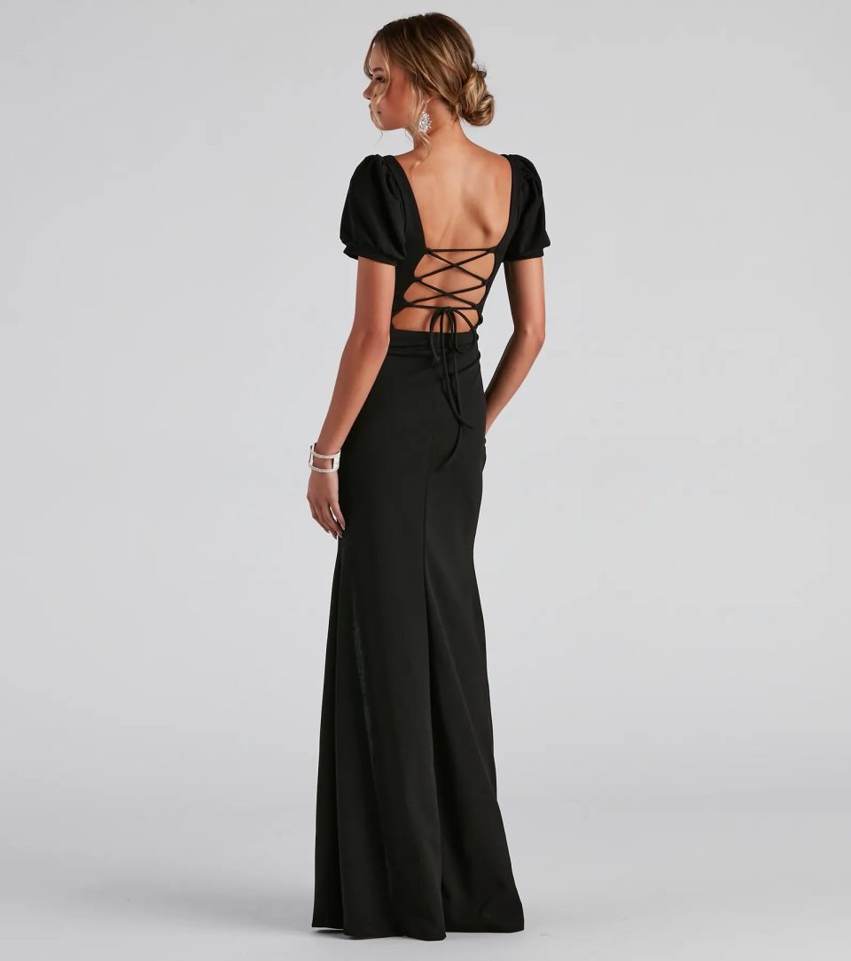 Denali Formal Puff Sleeve Long Dress