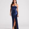Stacie Satin Corset Wrap Formal Dress