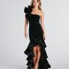 Beatrice Formal Velvet Ruffle High Low Dress