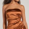 Lauren Strapless Wrap Slim Satin Formal Dress