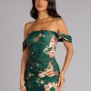 Floral Whispers Off-The-Shoulder Midi Dress