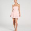 Lovely Nights Strapless Lace Ruffle Skater Dress