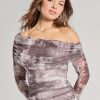 Uptown Doll Off-The-Shoulder Abstract Maxi Dress
