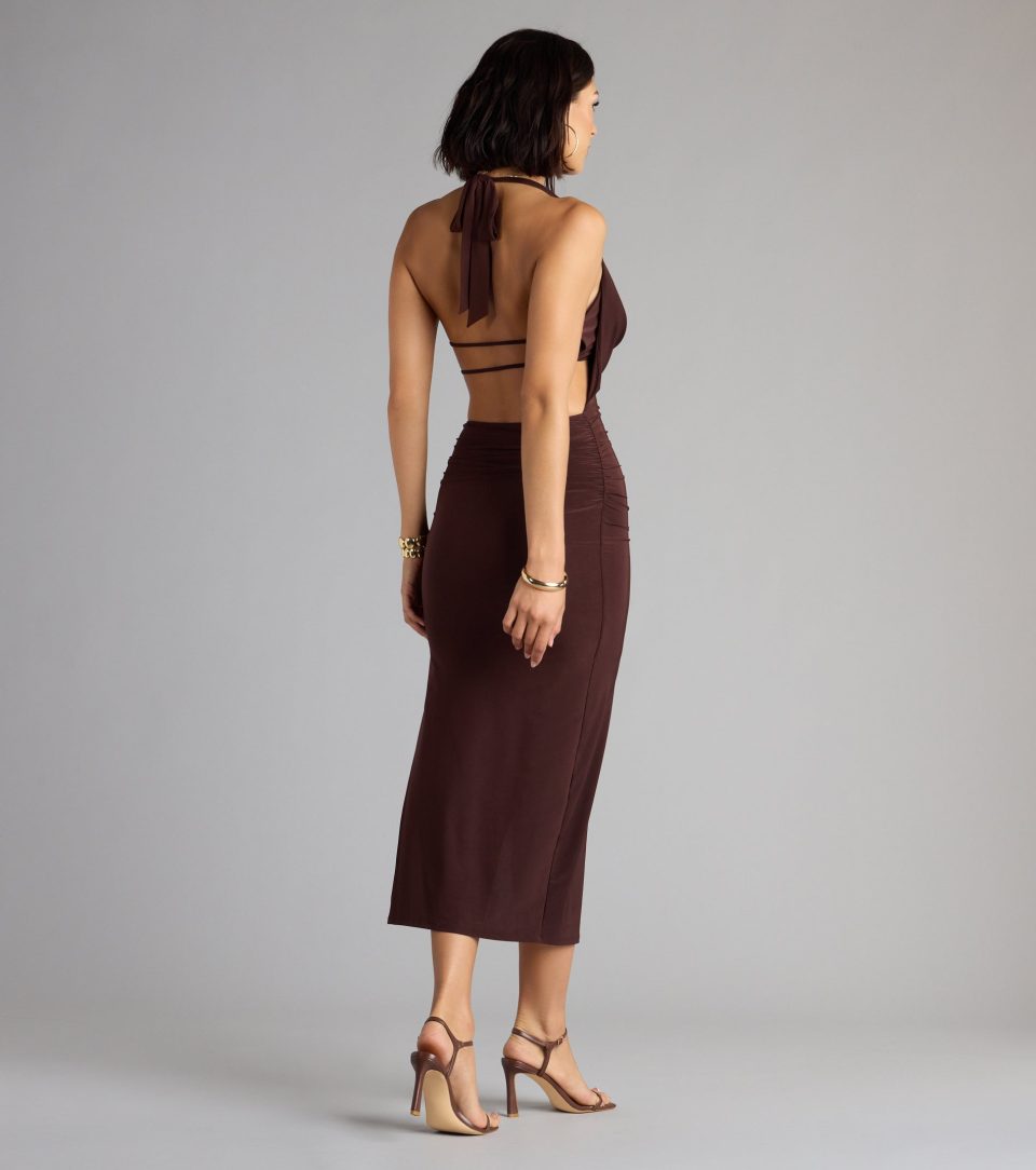 No Strings Attached Halter Strappy Midi Dress