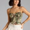 Out Of Office Lace-Up Tropical Crop Top