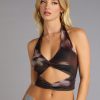 Fierce Moves Abstract Print Cutout Halter Top