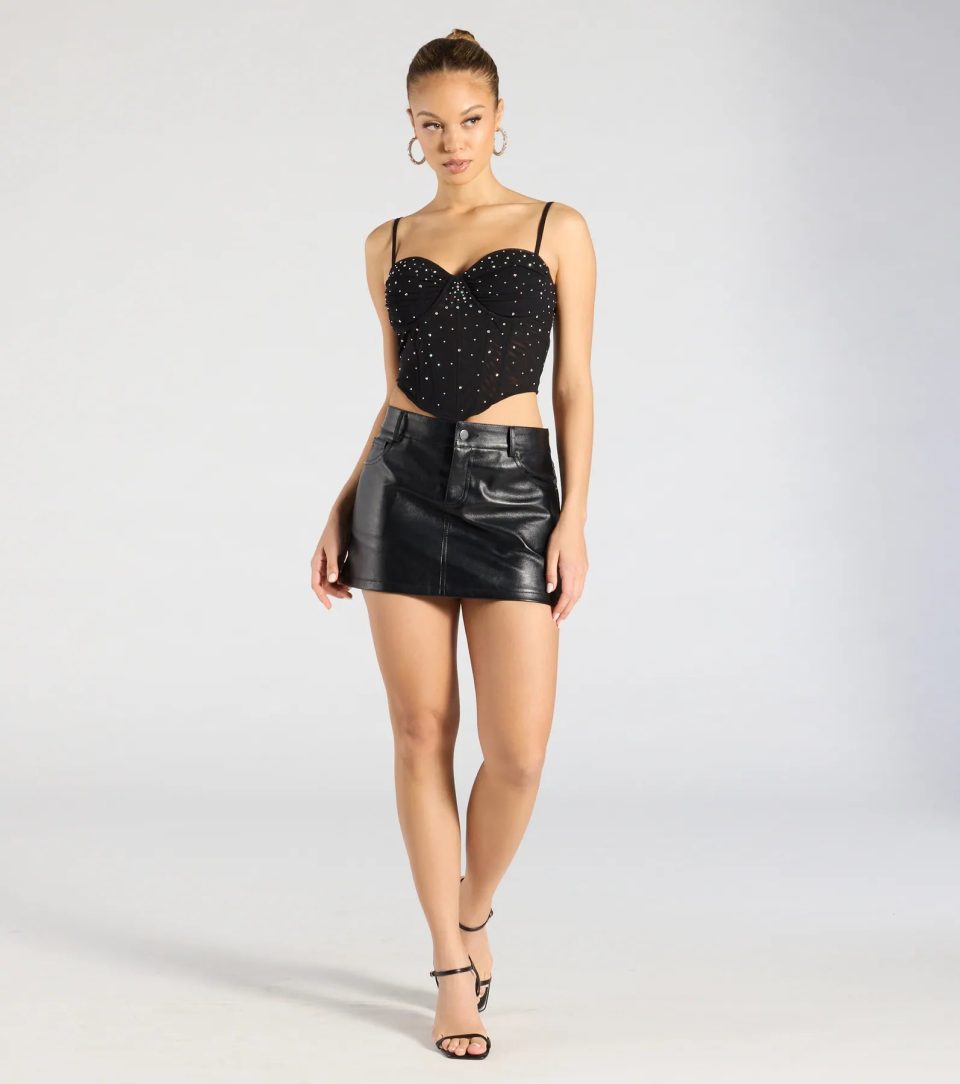 Stunned By Luxe Rhinestone Mesh Bustier