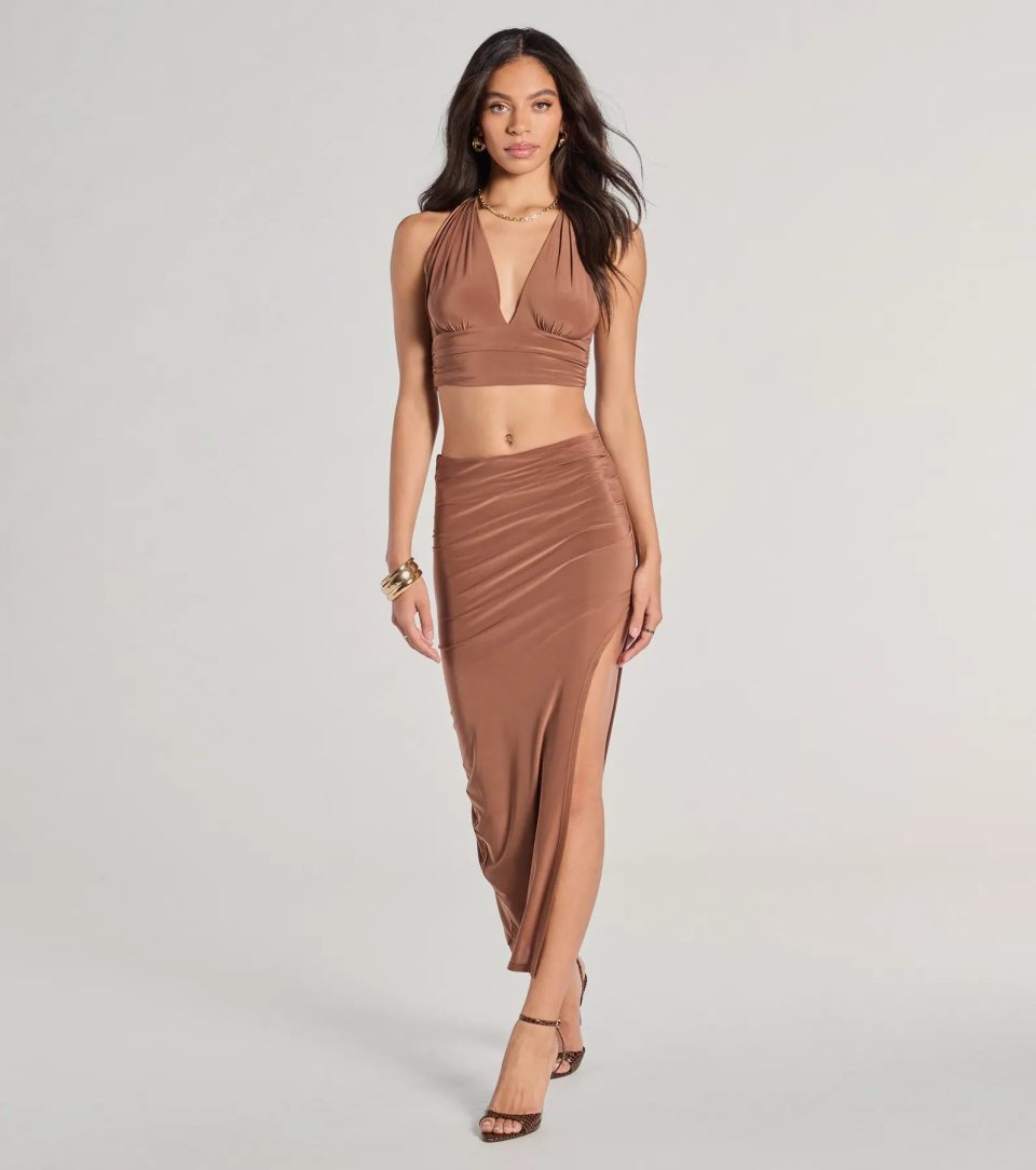 The One Plunge Halter Crop Top