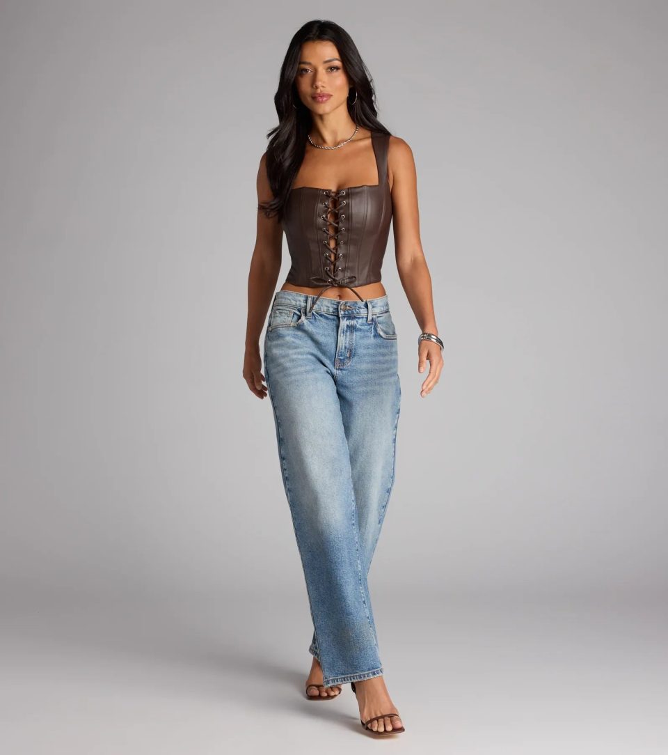 No Rules Just Looks Lace-Up Corset Top