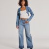 Trendsetting Girlie Long Sleeve Denim Shrug Jacket