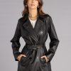 Iconic Muse Faux Leather Belted Trench Coat