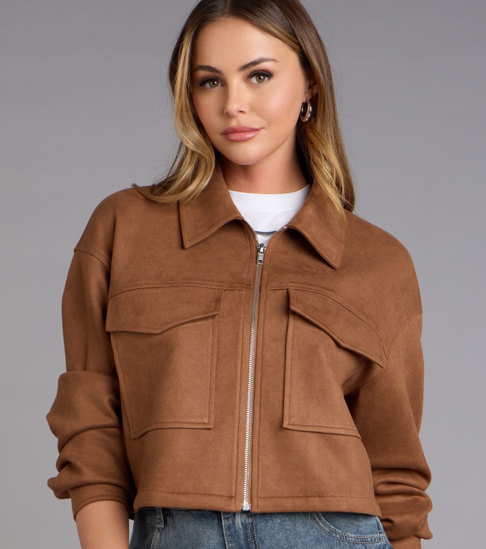 Suede Crush Collared Crop Jacket