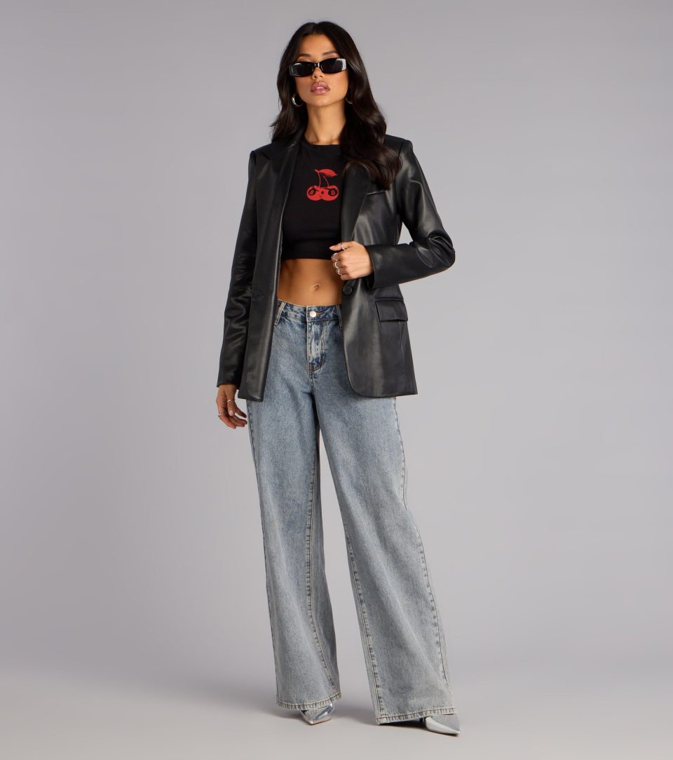 Keep It Trendy Oversized Faux Leather Blazer