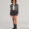 Casual Slay Cropped Oversized Faux Leather Bomber Jacket