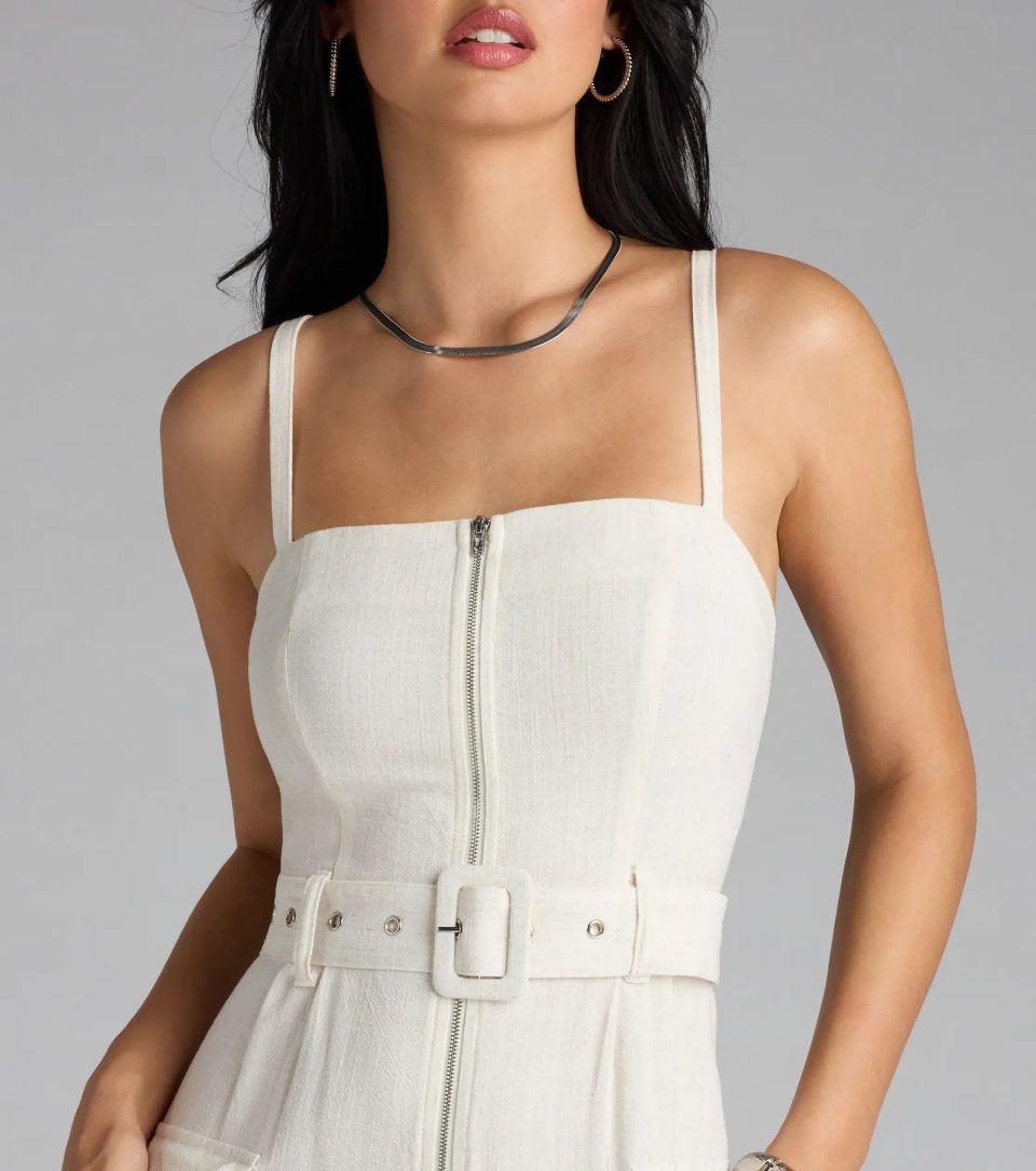 Stylish In The Sunshine Linen Cargo Jumpsuit