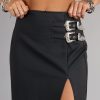 Edgy Glam High-Rise Buckle Maxi Skirt