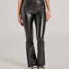Sleek Business High-Rise Faux Leather Flare Pants