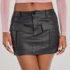 Serving Sleek Faux Leather Cargo Mini Skort