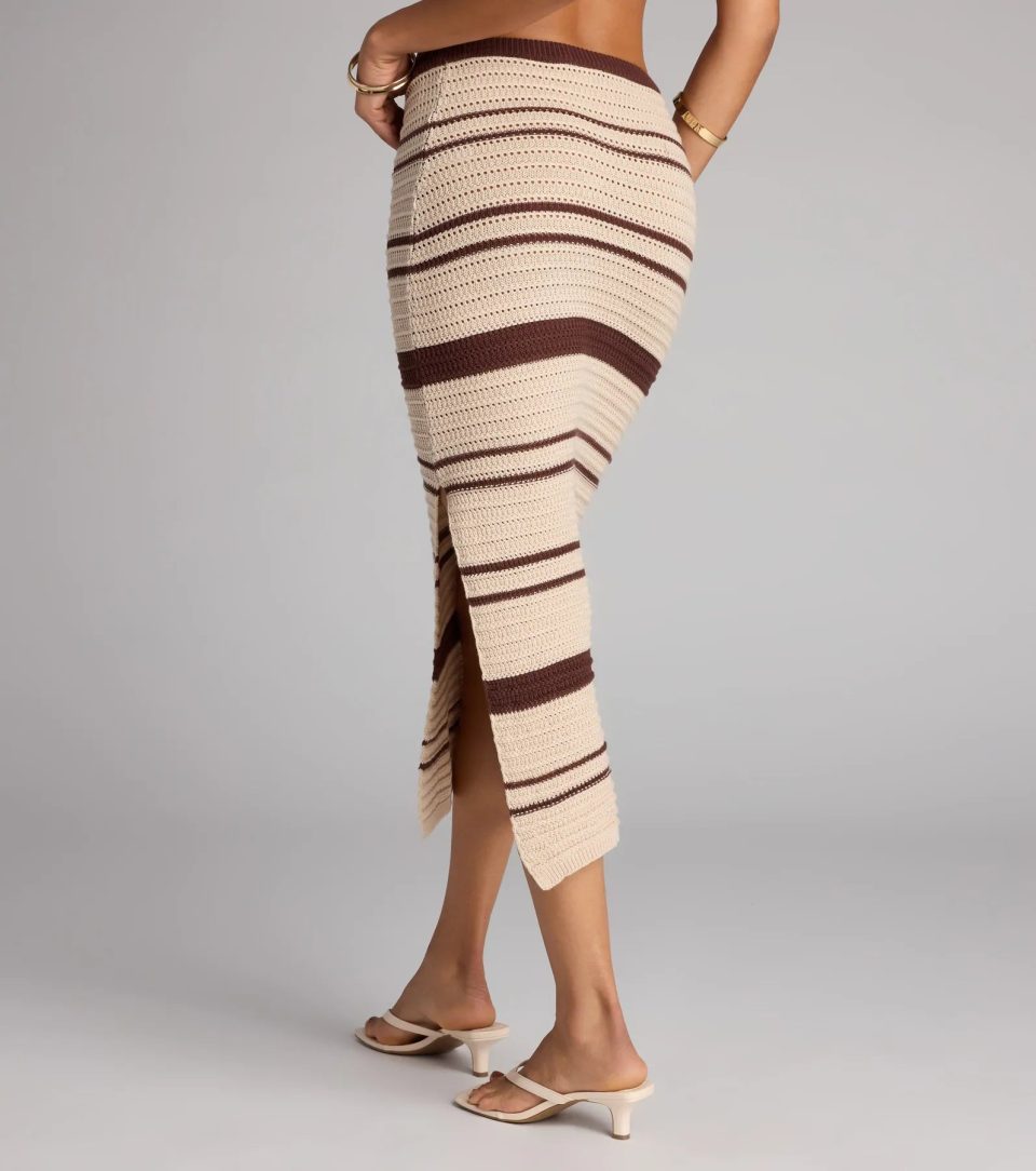 Summer Crush Striped Crochet Midi Skirt