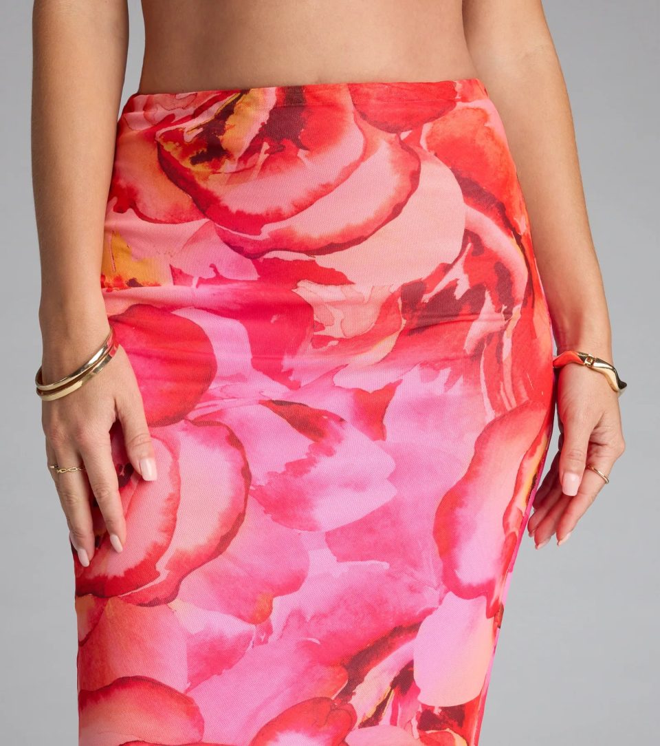 She Came to Slay Floral Maxi Skirt