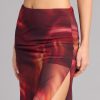 Sunset Glow Abstract Print Mesh Maxi Skirt