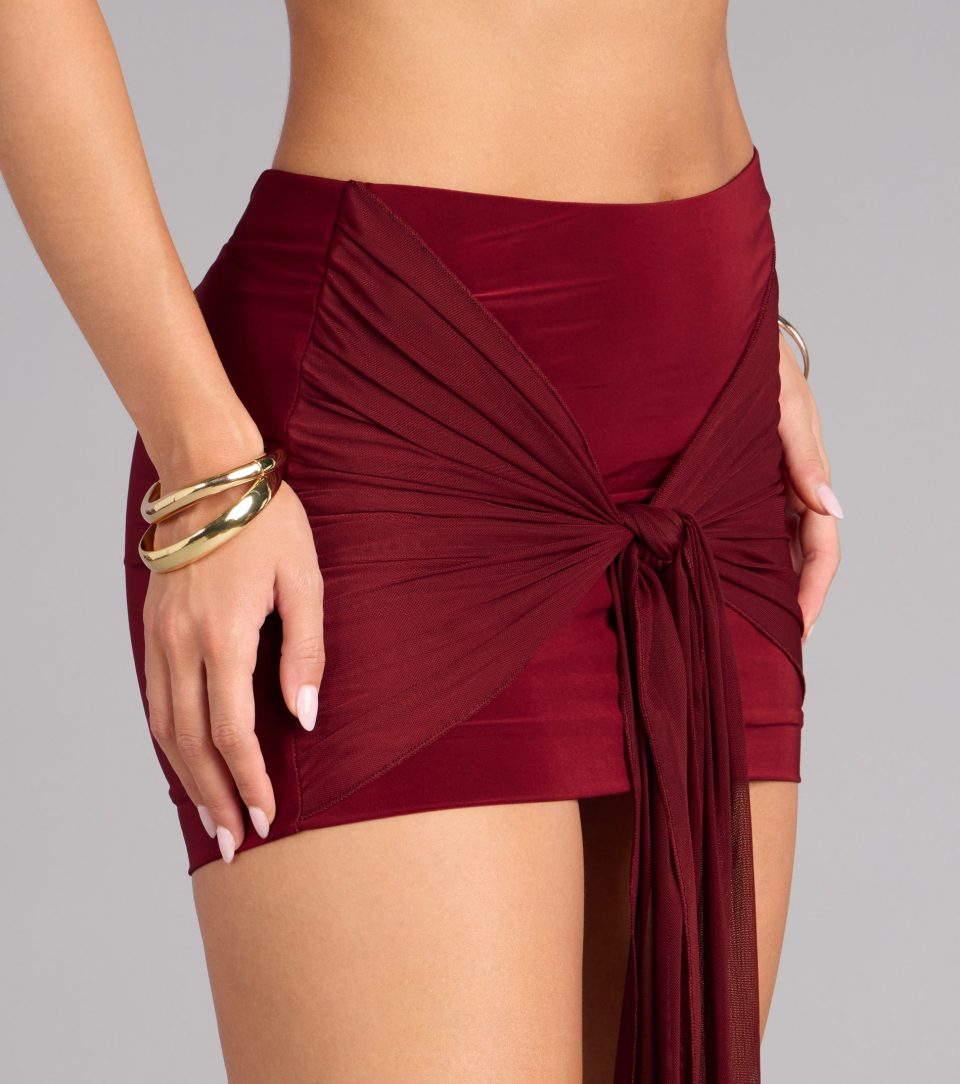 Silky Move Tie-Front Mini Skirt