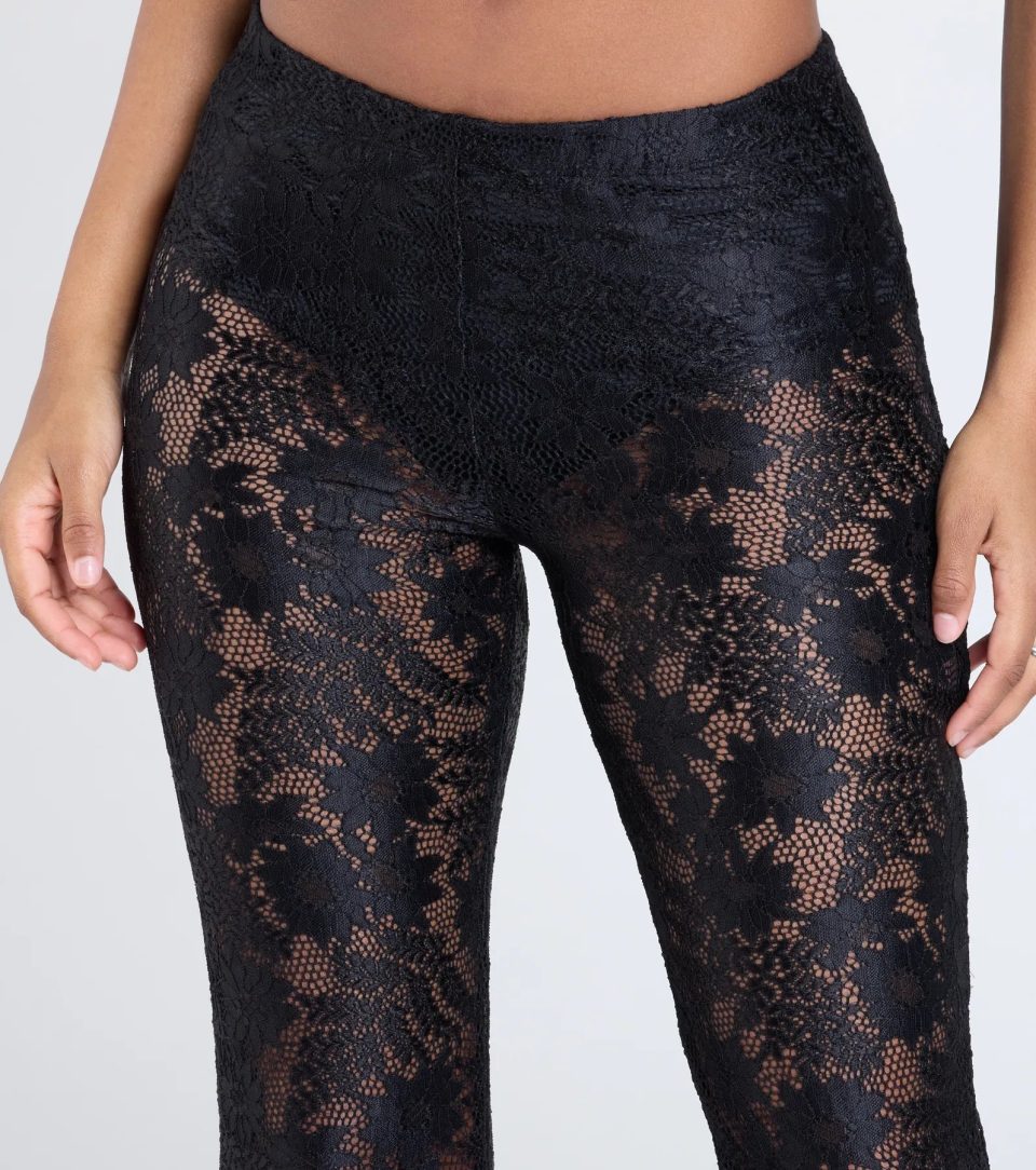 Sultry Boho Crochet Lace Flare Pants