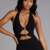Double Dare Belted Cutout Flared-Leg Jumpsuit