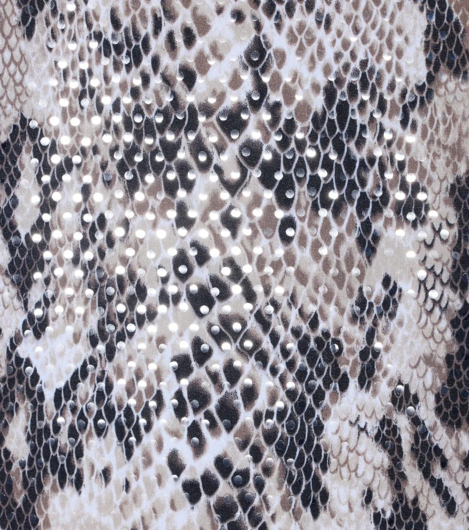 Slithering Impression Snake Print Sequin Flare Pants