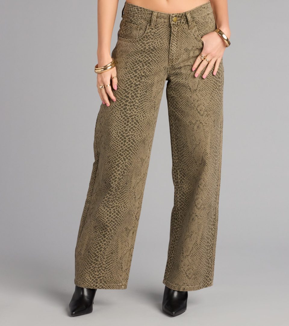 Wild Streak Snake Print Denim Jeans