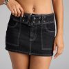 Street Edge Belted Denim Mini Skort