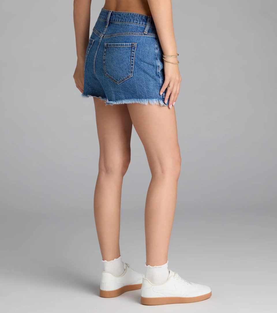 Timeless Staple Mid-Rise Button Denim Skort