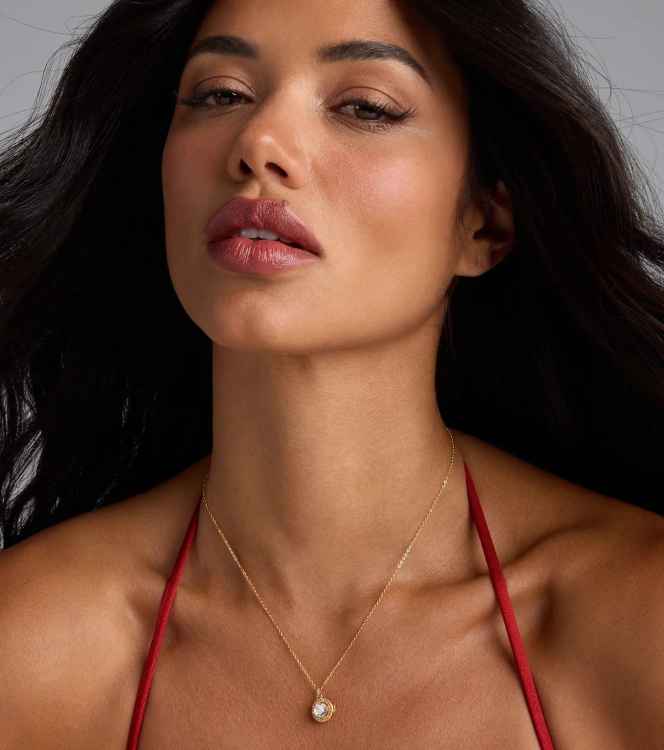 Radiant 14K Plated Cubic Zirconia Charm Necklace