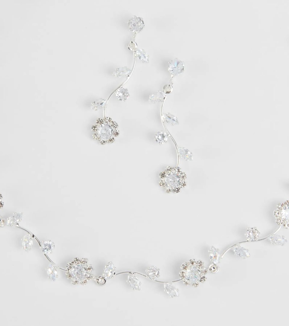 Floral Beauty Necklace And Earrings Set