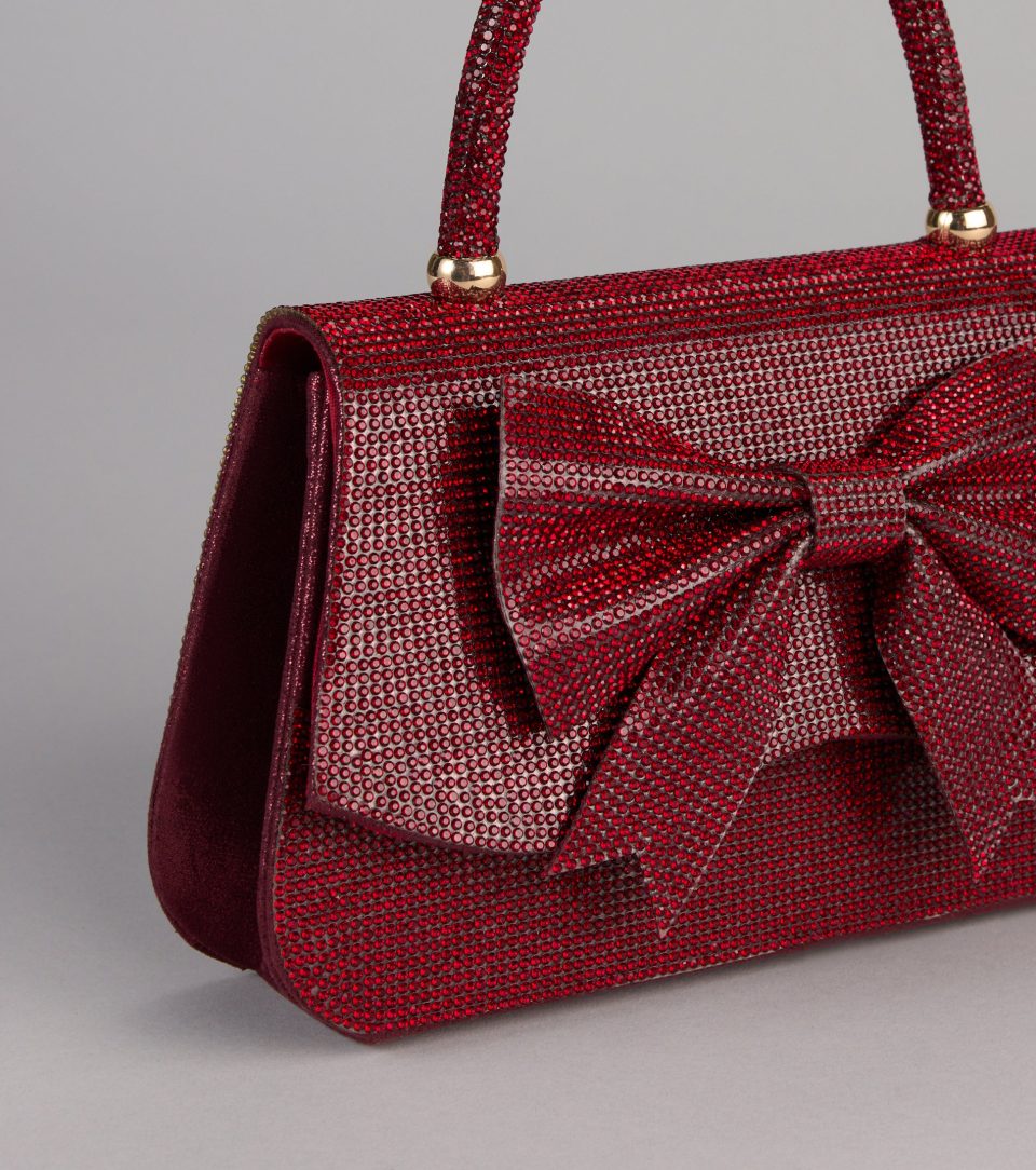 So Pristine Bow Rhinestone Purse