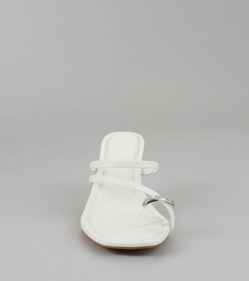 Lowkey Luxe Rhinestone Strappy Kitten Heel Mules