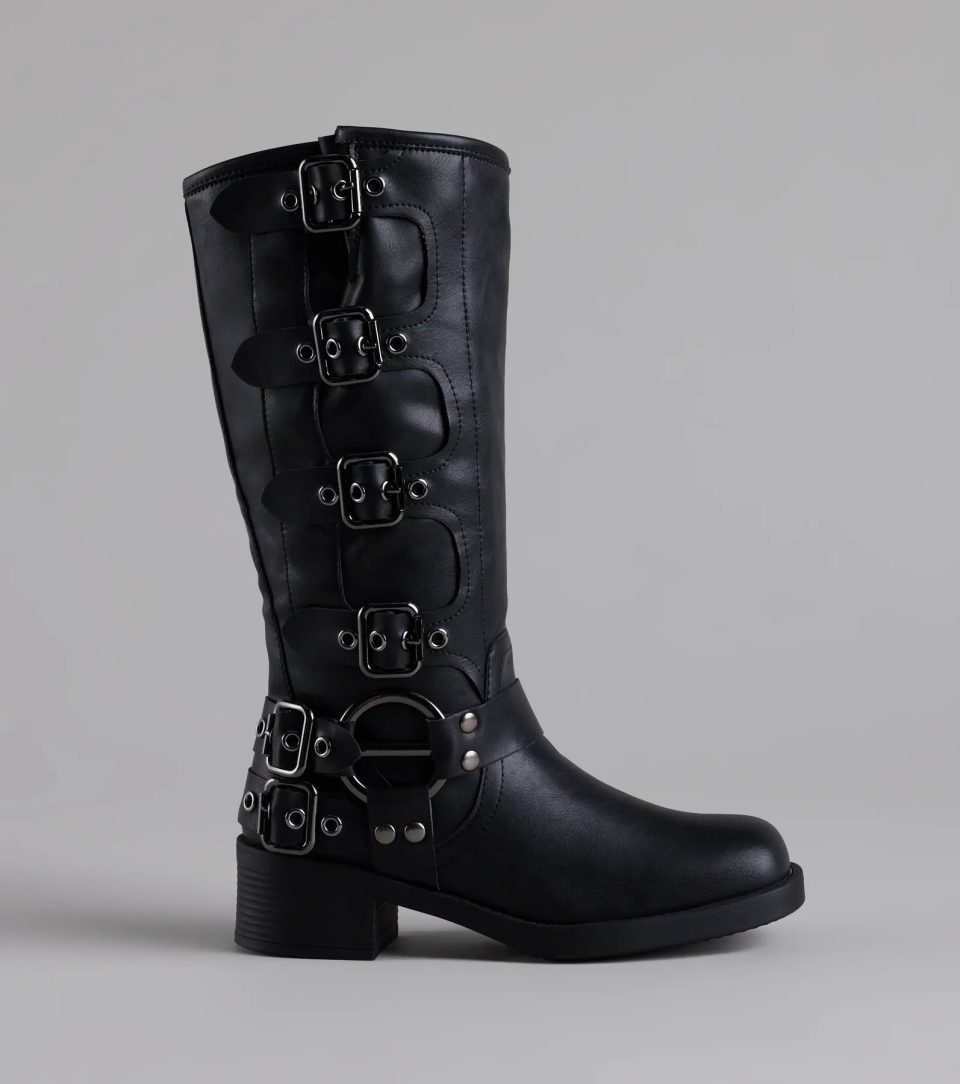 Totally Edgy Buckled Square Toe Boots