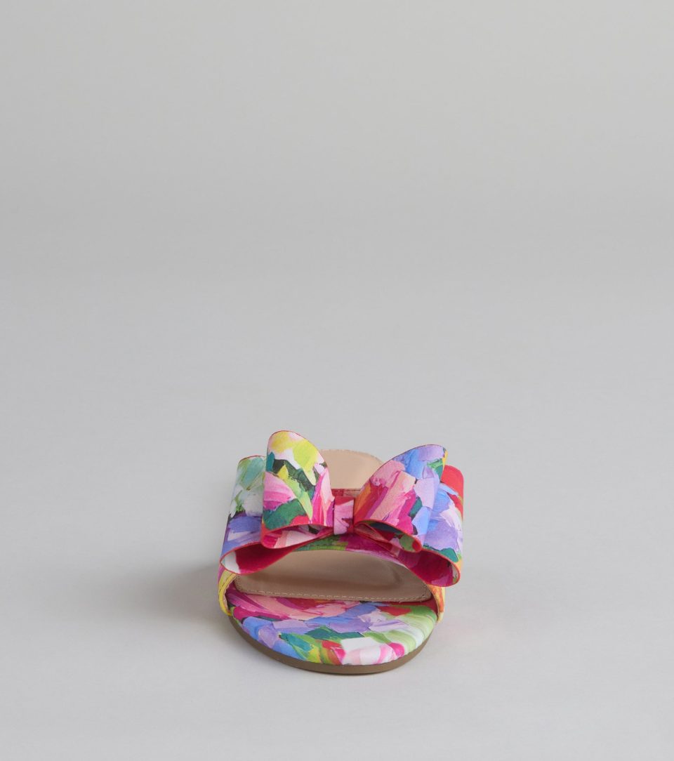 Bow And Tell Floral Slide Sandals